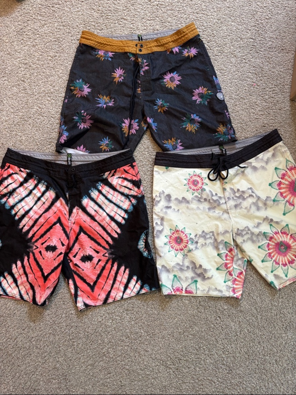 Volcom board-shorts- Three Assorted men’s size 36